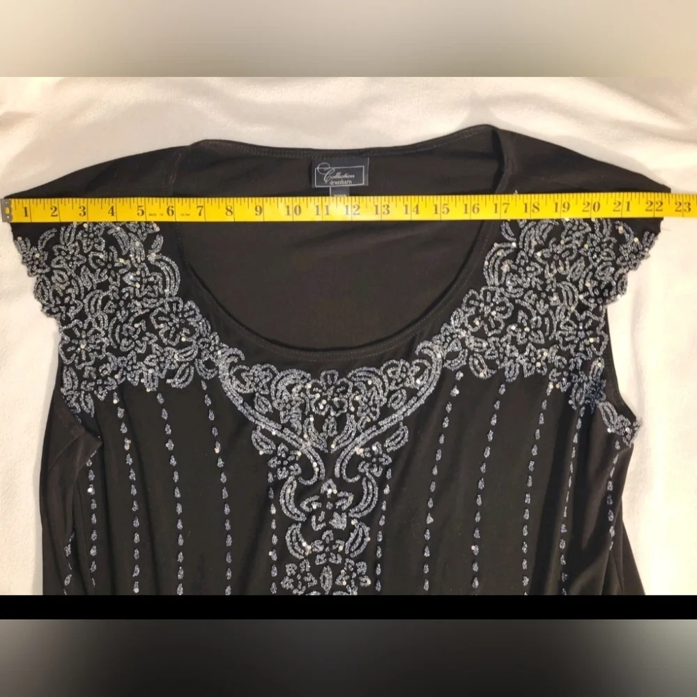 Dressbarn Sequin Sparkle Evening Sleeveless Pullover Blouse Size 20 Knit Stretch - Picture 3 of 10